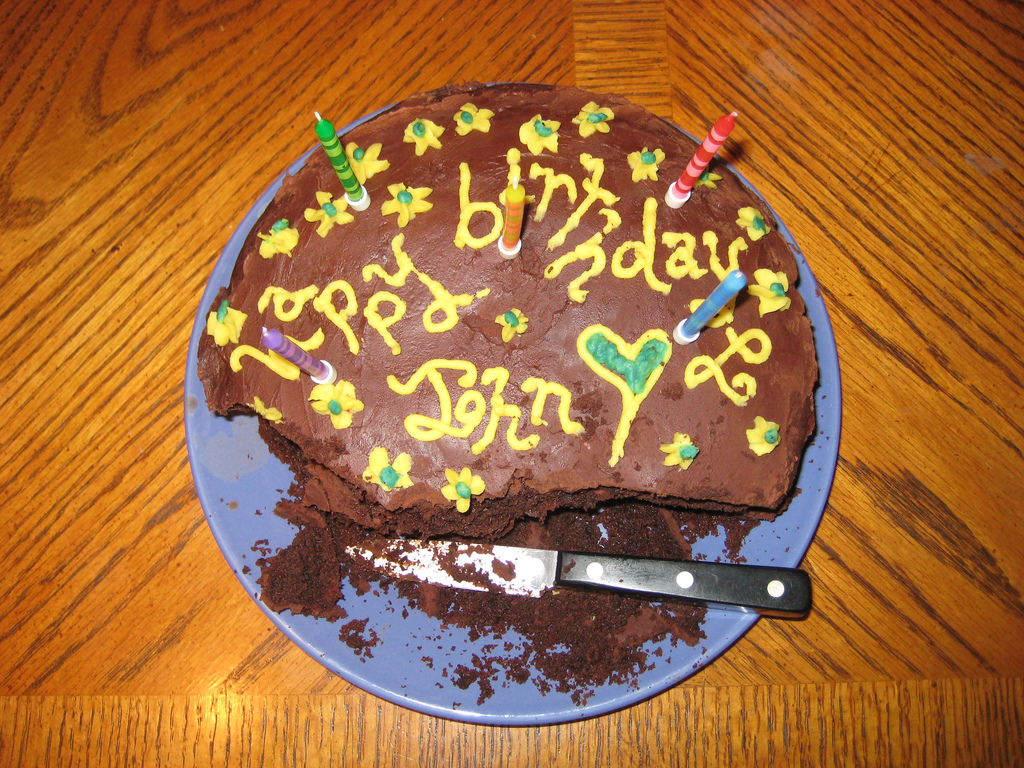 Happy Birthday John cake, Cut so as not to disturb the. helpful non helpful...